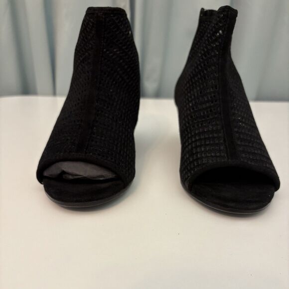 Ankle Bootie 7.5 Black Peep Toe Eileen Fisher Luxury Classic Mob Wives - Picture 4 of 9